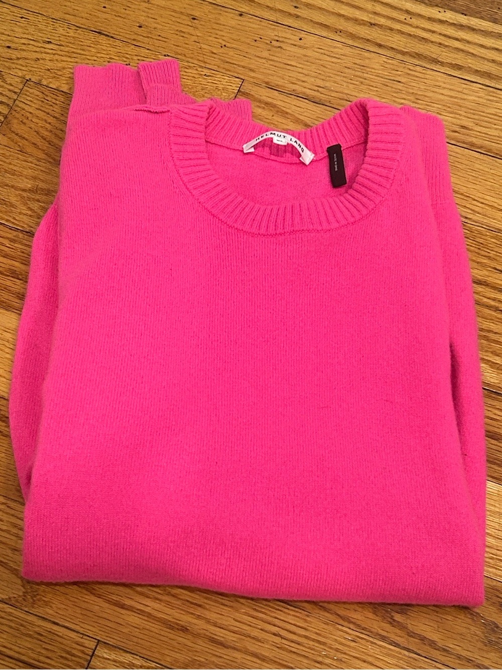 Helmut Lang Bright Hot Pink Crewneck Sweater